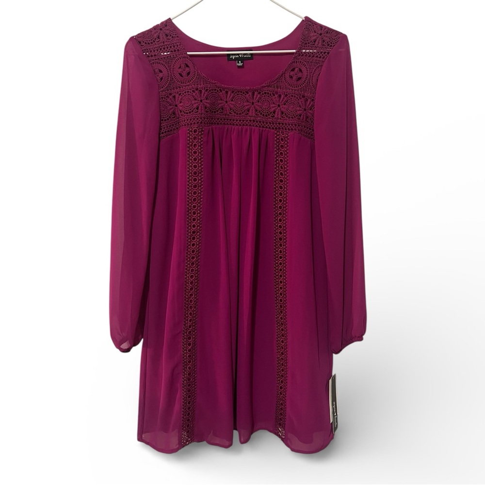 Sequin Hearts Fuchsia Long Sleeve Dress